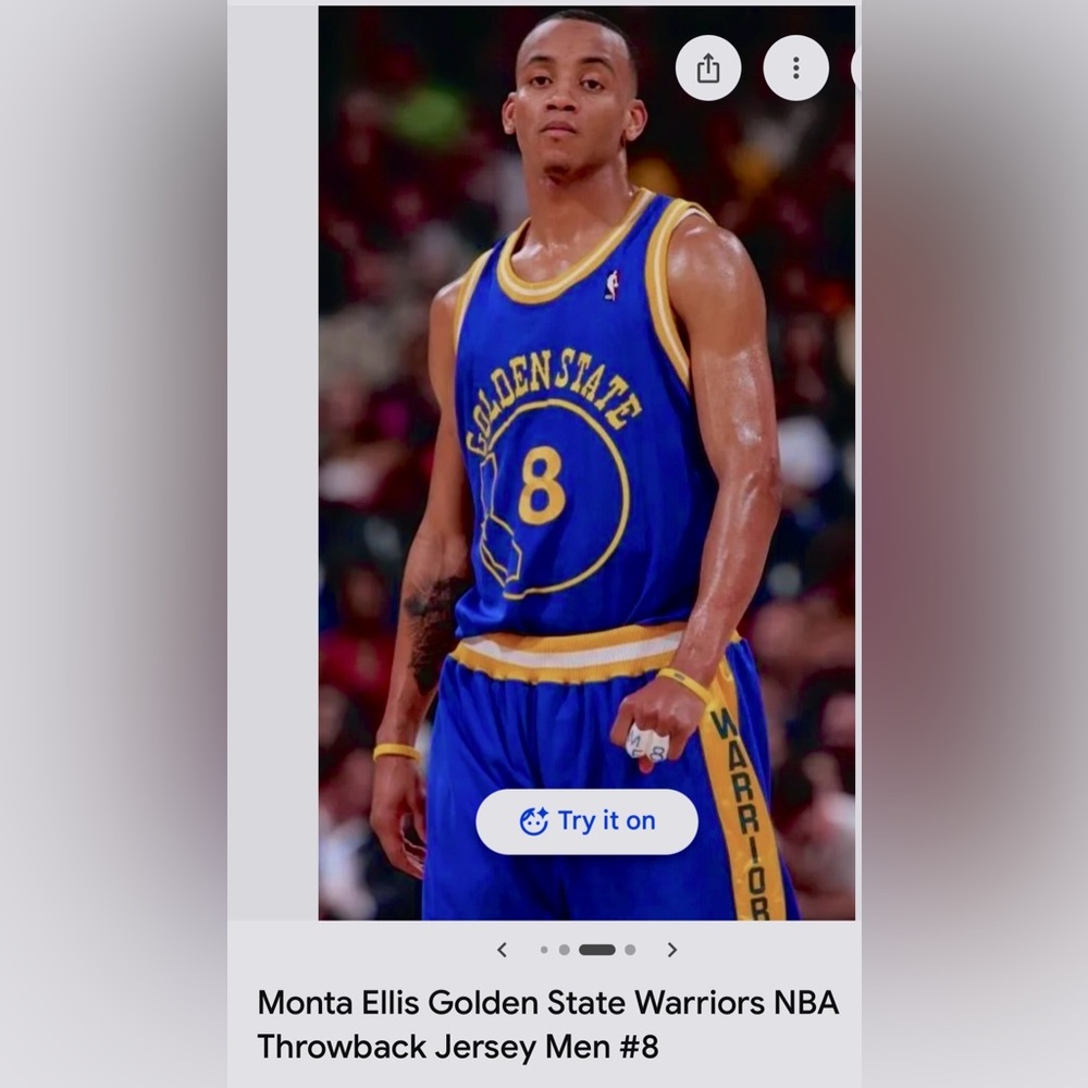 Vintage Adidas NBA Throwback Jersey GS Warriors #8 Monta Ellis in Blue Gold Sz M